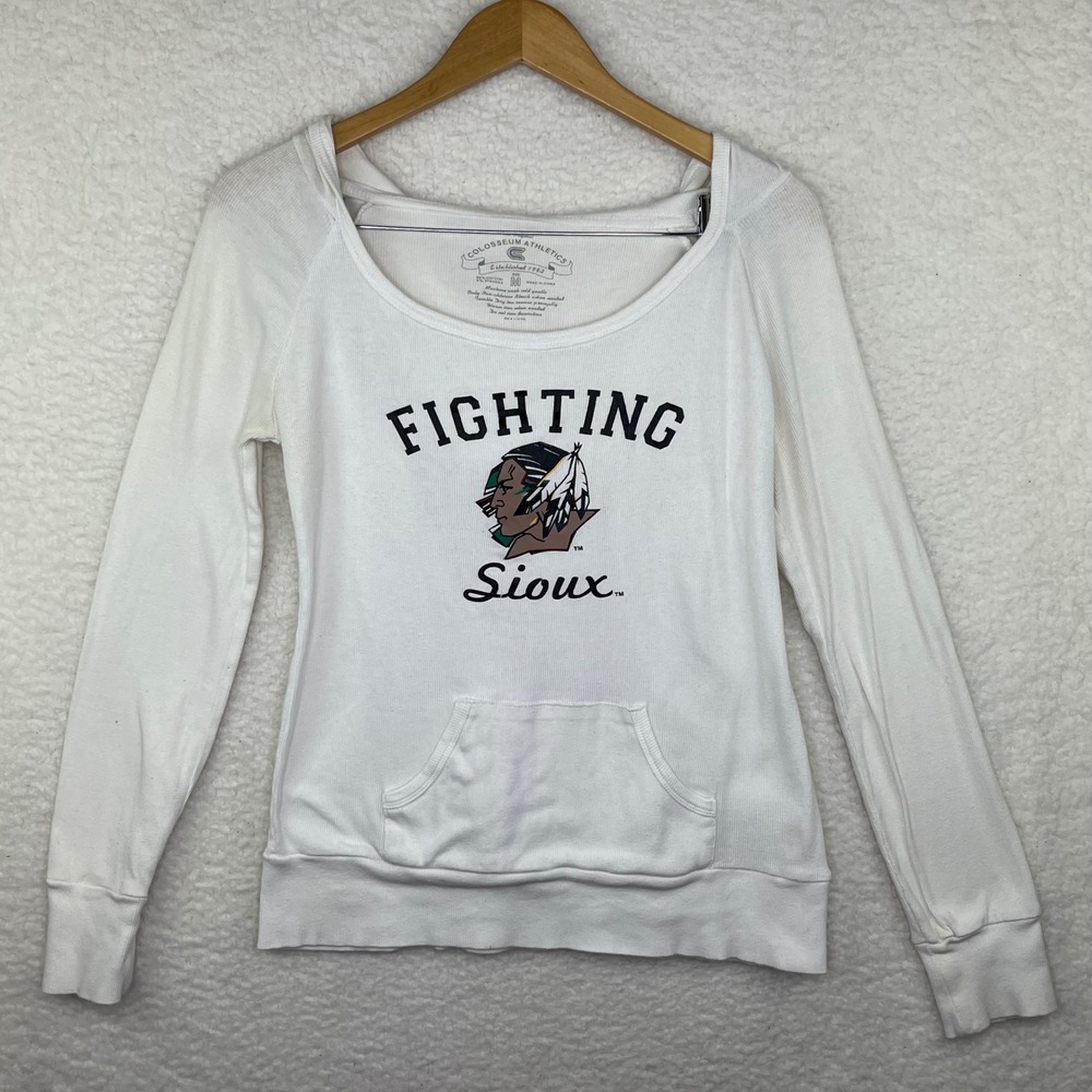 Colosseum Athletics North Dakota Fighting Sioux Thermal Hoodie White Womens M